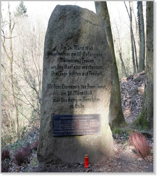 Der Gedenkstein auf dem Kirchberg Foto: Armin Kübelbeck, Bensheim