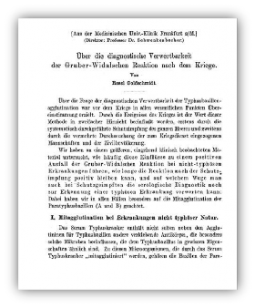 Erste Seite der Veröffentlichung einer Studie über Typhus von Rosel Goldschmidt